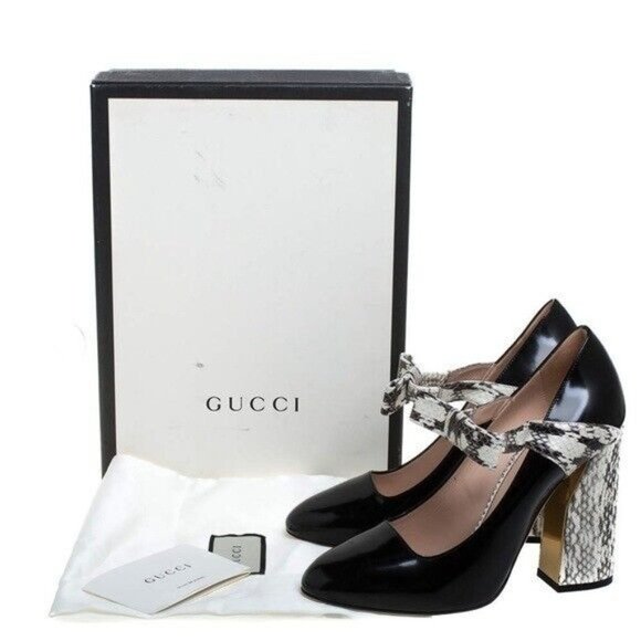 Gucci Tricolor Leather Snakeskin Nimue Mary Jane Pumps Heels. EU 38 (US 8) - Picture 9 of 9